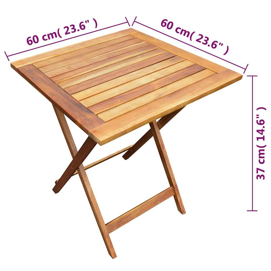 44015 vidaXL 3 Piece Folding Bistro Set Solid Acacia Wood