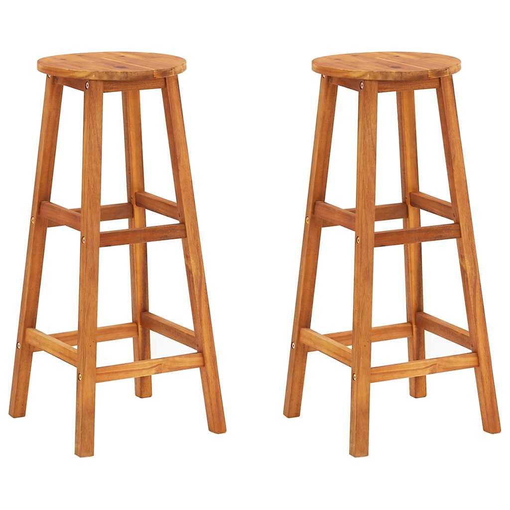 Bar Chairs 2 pcs Solid Acacia Wood