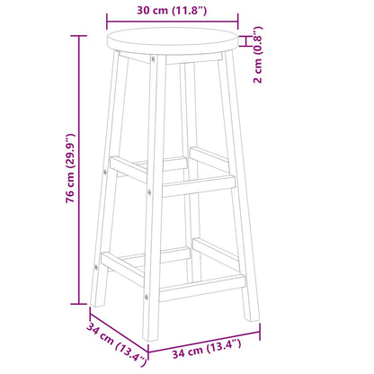 Bar Chairs 2 pcs Solid Acacia Wood