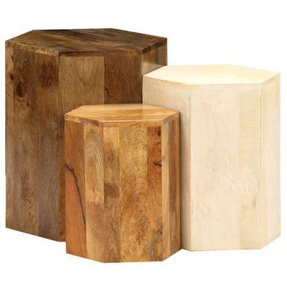 Coffee Table Set 3 Pieces Solid Mango Wood