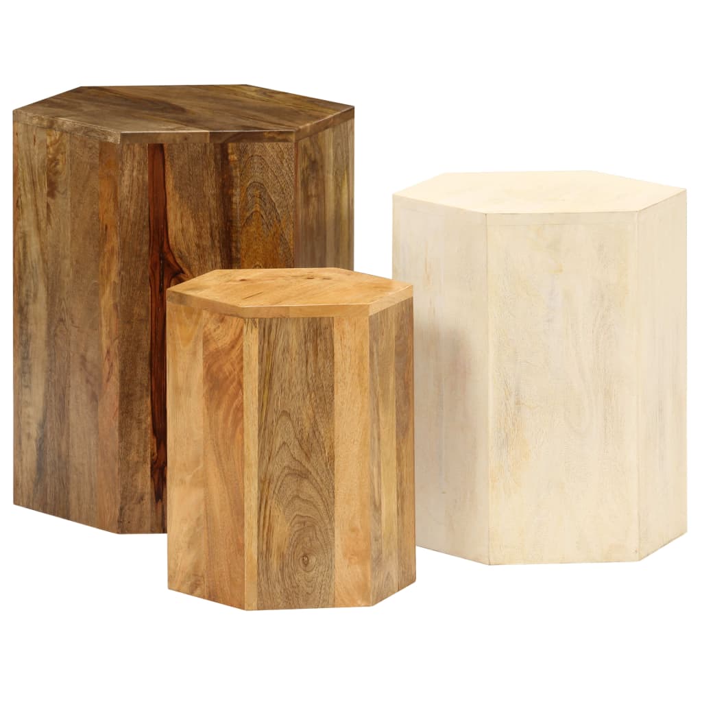 Coffee Table Set 3 Pieces Solid Mango Wood