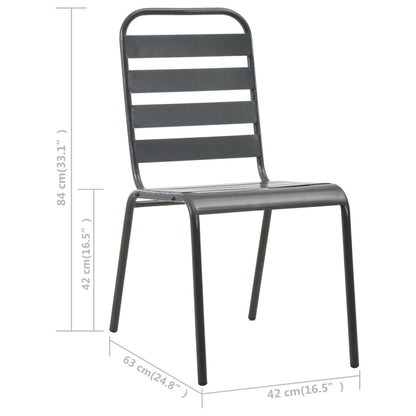 Stackable Patio Chairs 2 pcs Steel Gray