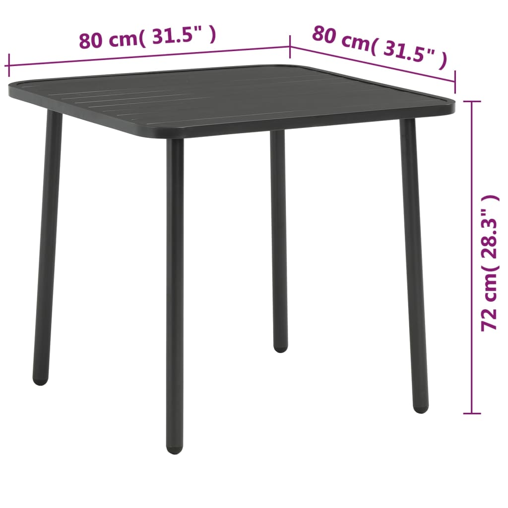 Patio Table Dark Gray 31.5"x31.5"x28.3" Steel