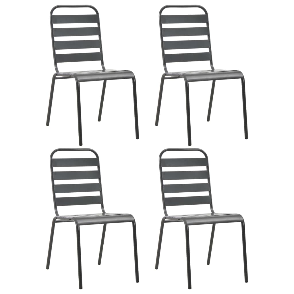 Steel Dining Set | Dark grey | E-coated steel, powder-coated steel