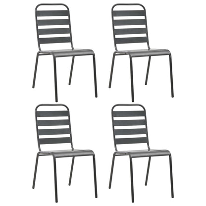 Steel Dining Set | Dark grey | E-coated steel, powder-coated steel