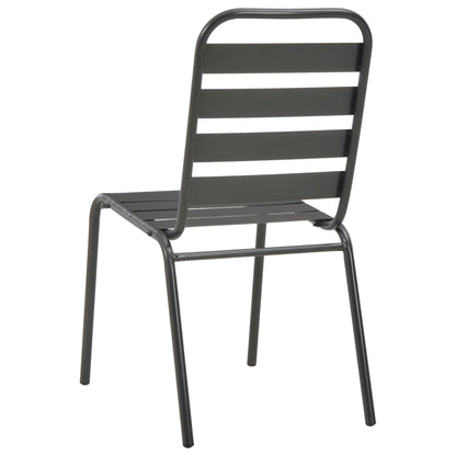 Steel Dining Set | Dark grey | E-coated steel, powder-coated steel