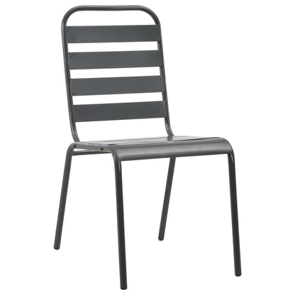 Steel Dining Set | Dark grey | E-coated and powder-coated steel