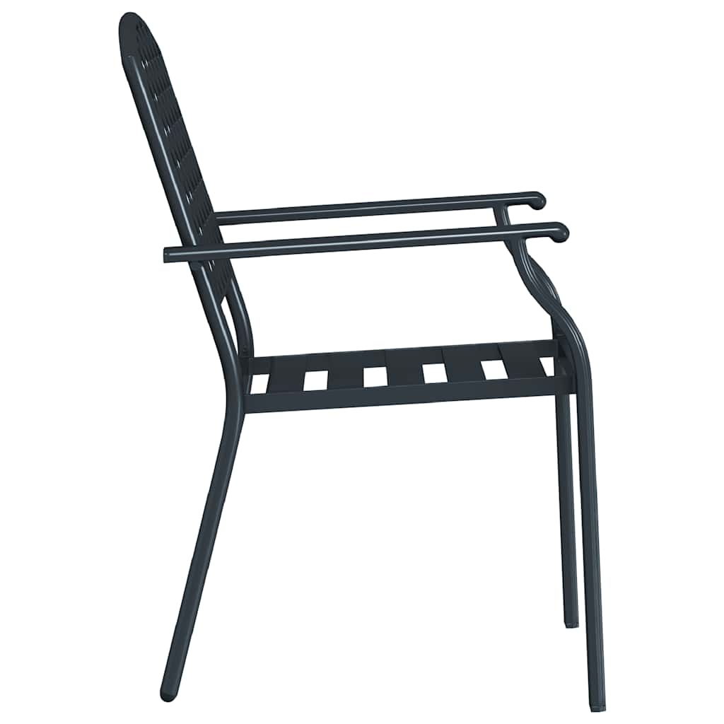 Stackable Patio Chairs 2 pcs Steel Anthracite