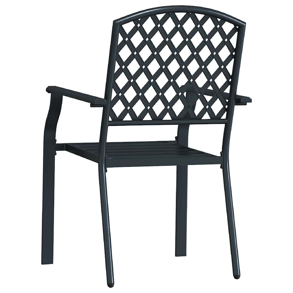 Stackable Patio Chairs 2 pcs Steel Anthracite