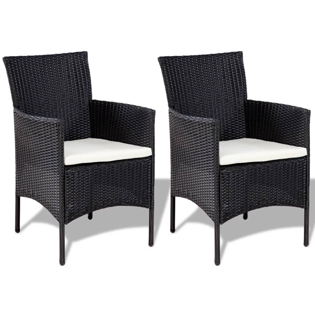 4 Piece Patio Lounge Set with Cushions Poly Rattan Black