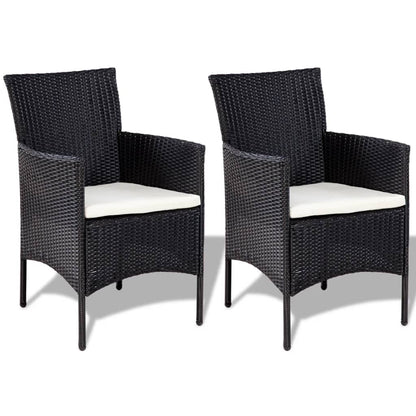 4 Piece Patio Lounge Set with Cushions Poly Rattan Black
