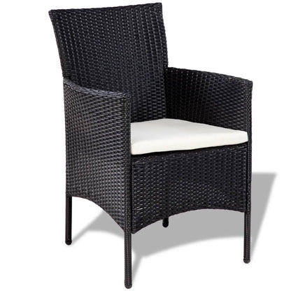 4 Piece Patio Lounge Set with Cushions Poly Rattan Black