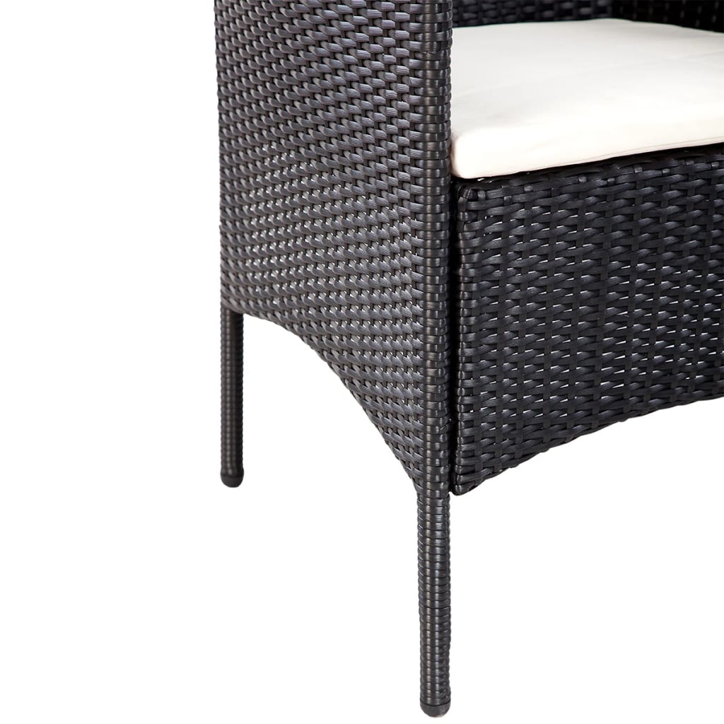 4 Piece Patio Lounge Set with Cushions Poly Rattan Black