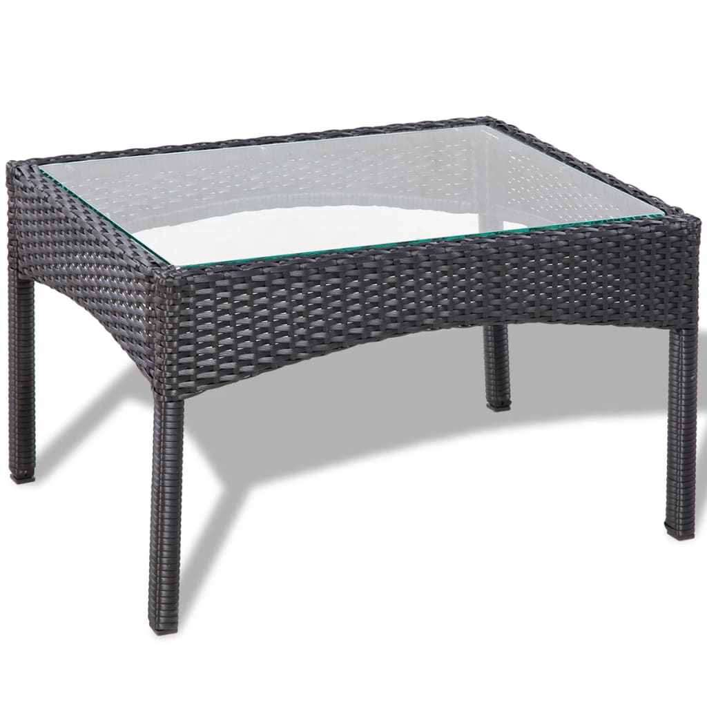 4 Piece Patio Lounge Set with Cushions Poly Rattan Black