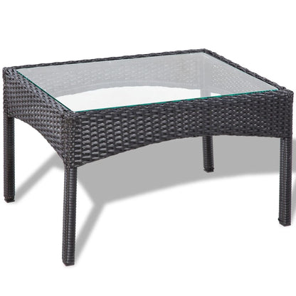 4 Piece Patio Lounge Set with Cushions Poly Rattan Black