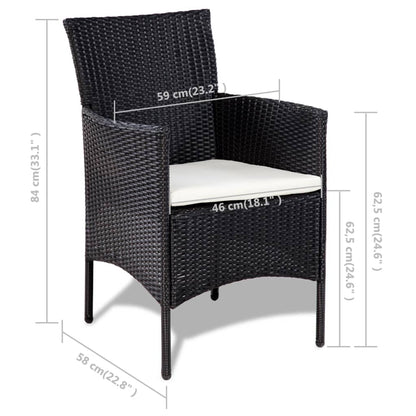 4 Piece Patio Lounge Set with Cushions Poly Rattan Black