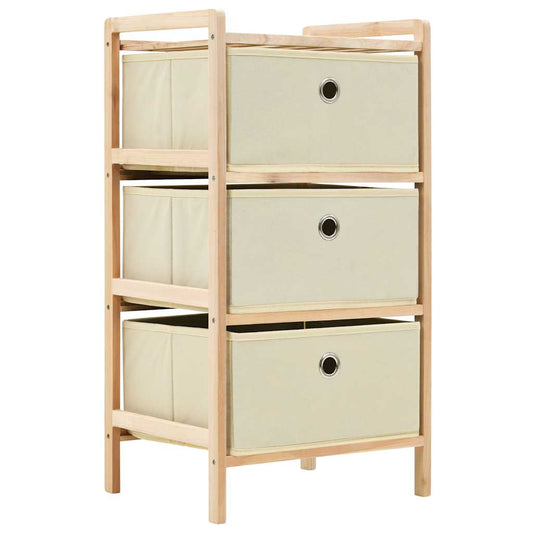246433 vidaXL Storage Rack with 3 Fabric Baskets Cedar Wood Beige