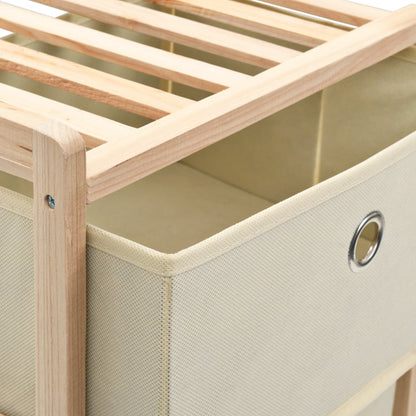 Storage Rack | Beige | Solid Cedar wood, Polypropylene fabric