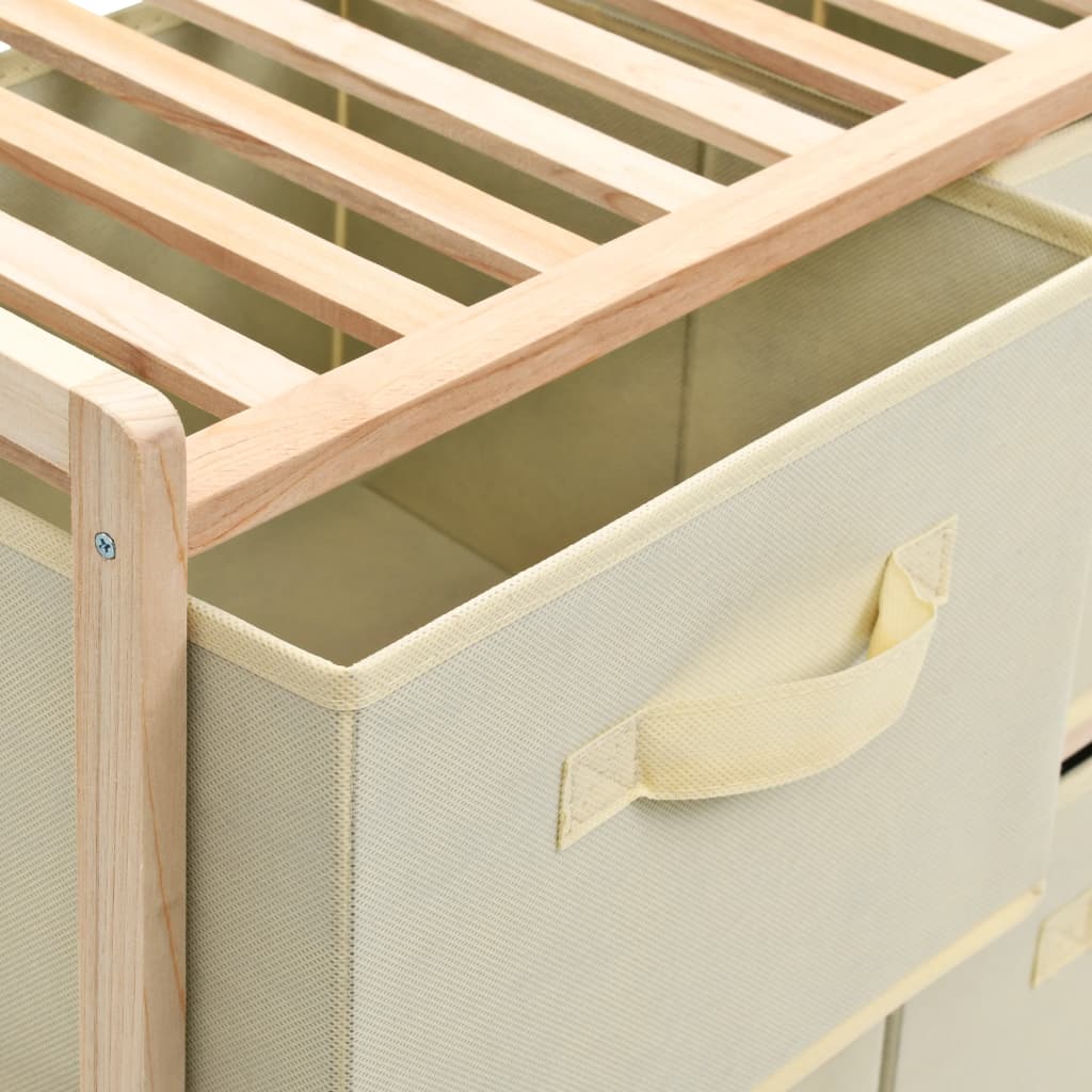 246439 vidaXL Storage Rack with 6 Fabric Baskets Cedar Wood Beige