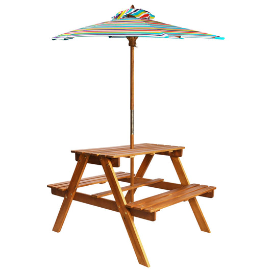 Kids Picnic Table | Brown | Solid Acacia Wood | Kids' Size | Detachable