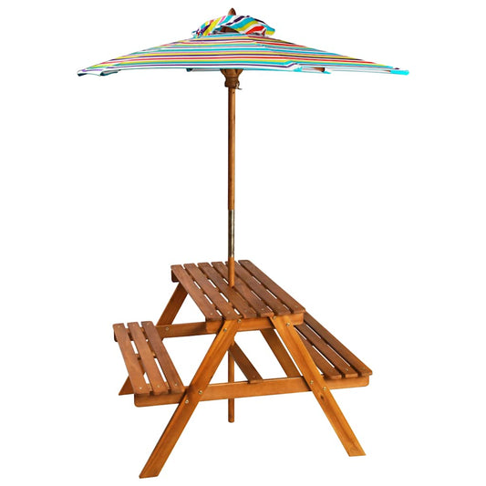 Kids Picnic Table | Brown | Solid Acacia Wood | Kids' Size | Detachable