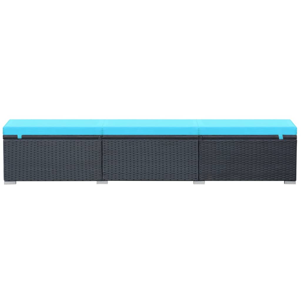Sun Lounger with Cushion Poly Rattan Black