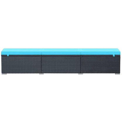 Sun Lounger with Cushion Poly Rattan Black
