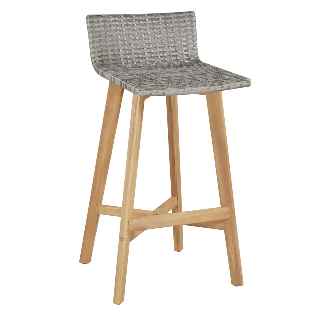Bar Set | Brown and light grey | Solid Acacia Wood, PE Rattan | Medium