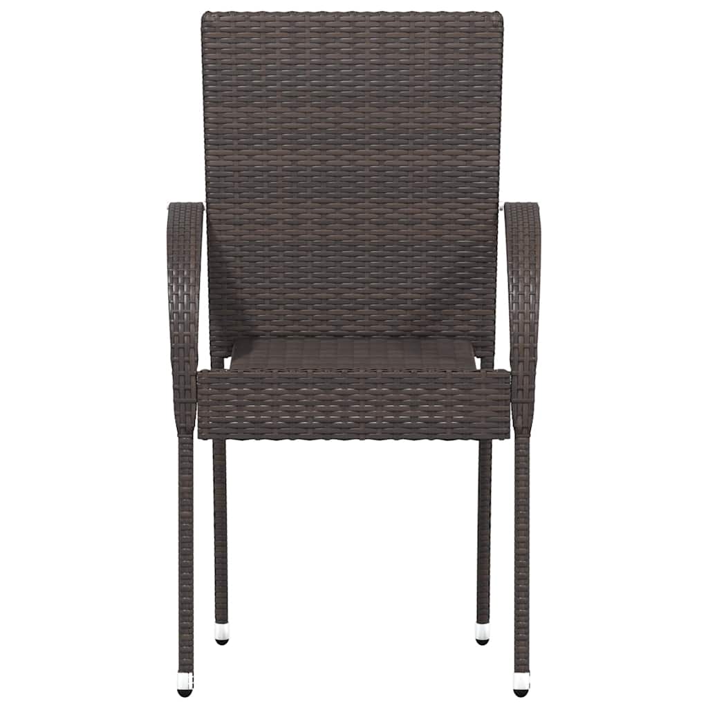 Stackable Patio Chairs 2 pcs Poly Rattan Brown