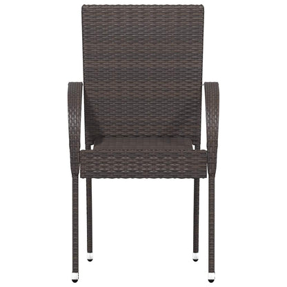 Stackable Patio Chairs 2 pcs Poly Rattan Brown