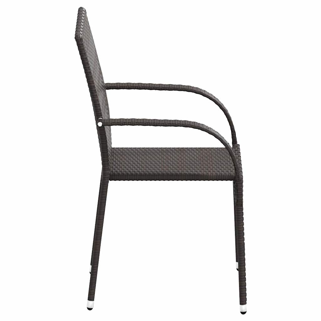 Stackable Patio Chairs 2 pcs Poly Rattan Brown