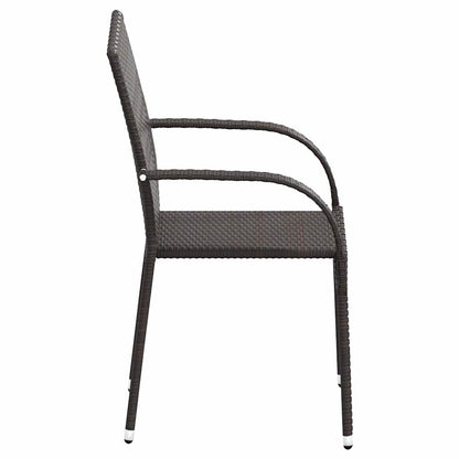 Stackable Patio Chairs 2 pcs Poly Rattan Brown