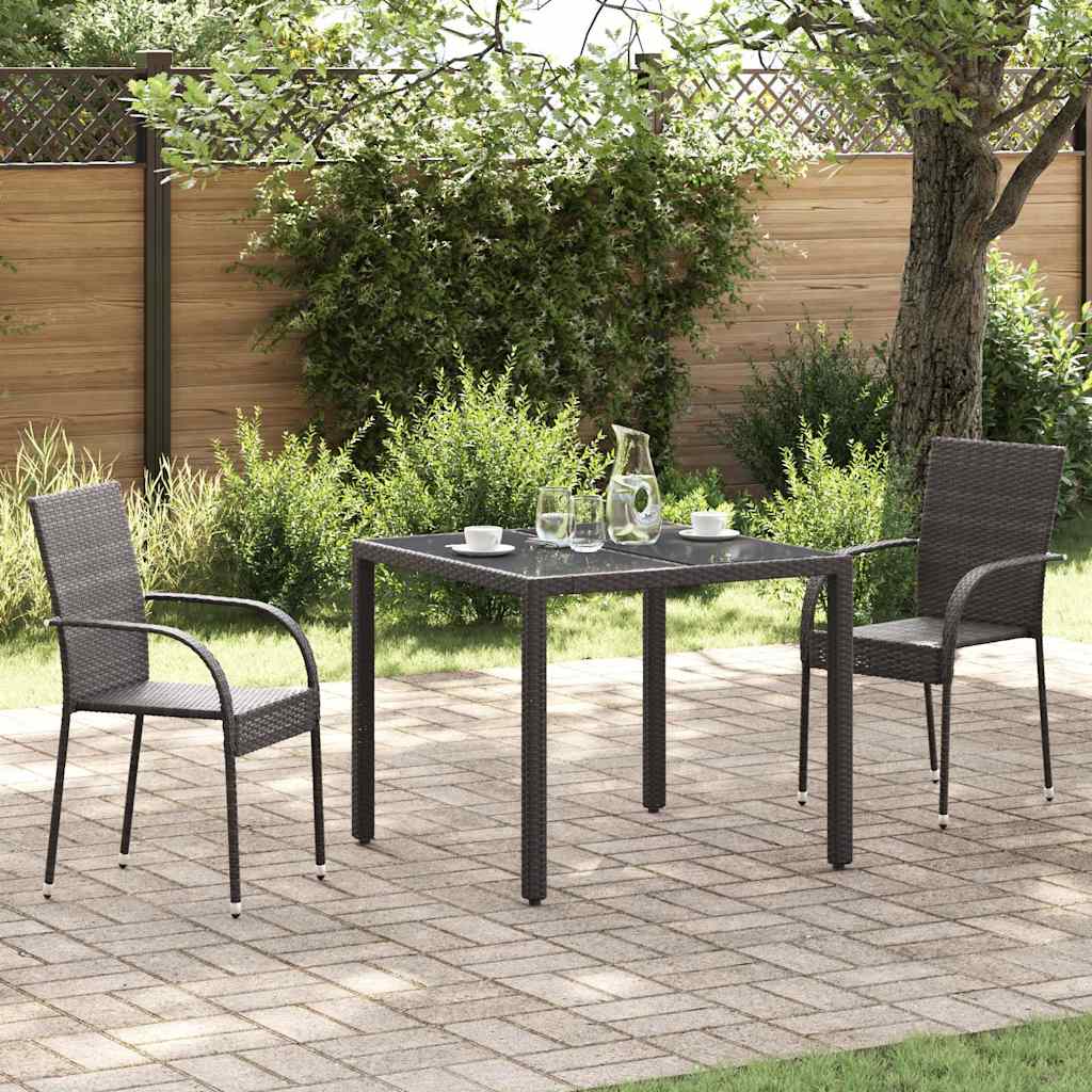 Stackable Patio Chairs 2 pcs Poly Rattan Brown