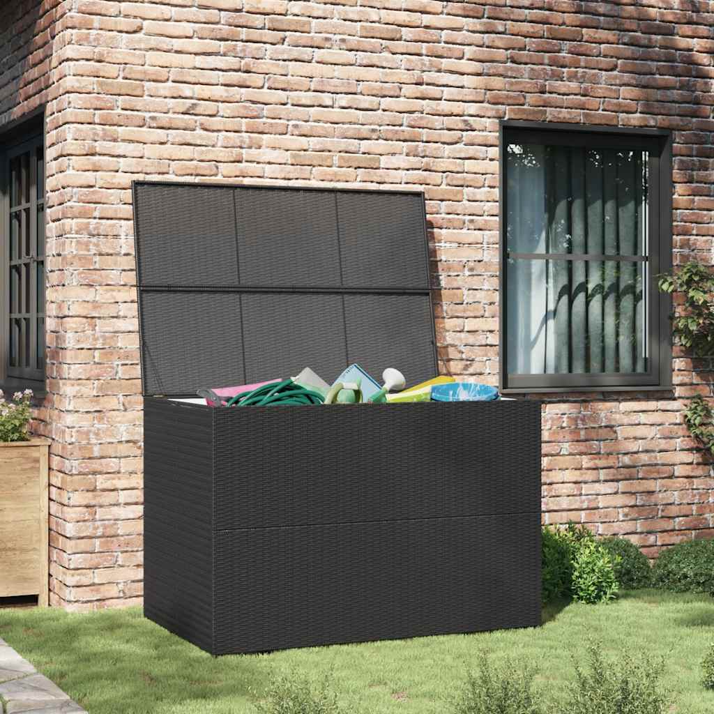 Patio Storage Box Black 59"x39.4"x39.4" Poly Rattan