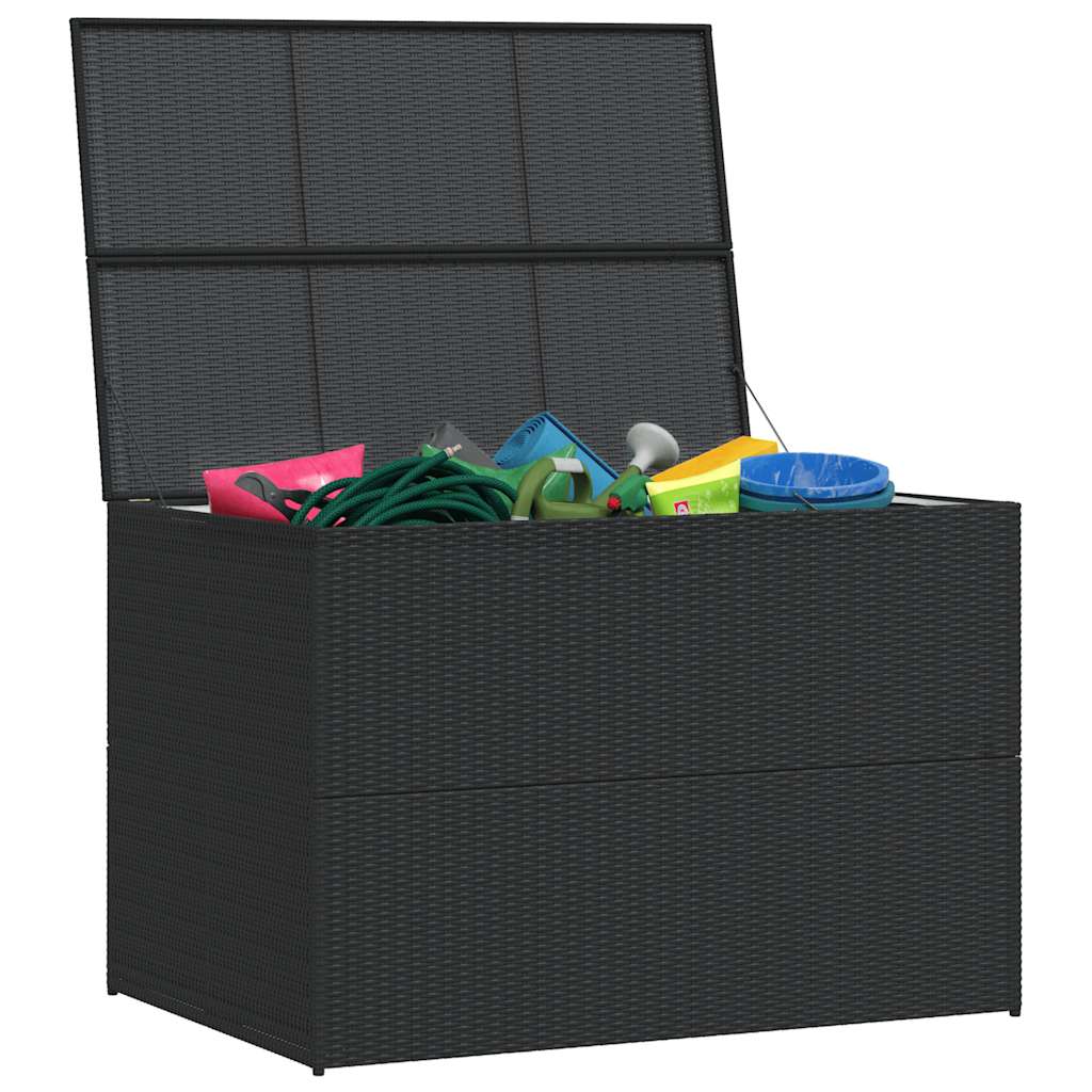 Patio Storage Box Black 59"x39.4"x39.4" Poly Rattan