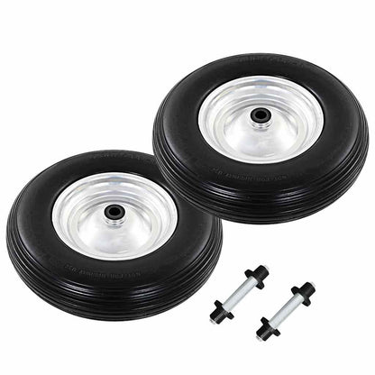 Wheelbarrow Wheels 2 pcs with Axles Solid PU 4.00-8 390 mm