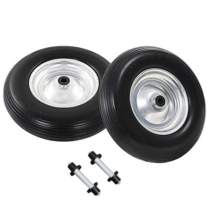 Wheelbarrow Wheels 2 pcs with Axles Solid PU 4.00-8 390 mm