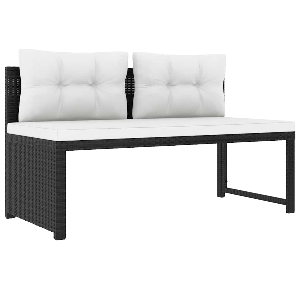 4 Piece Patio Lounge Set Poly Rattan Black