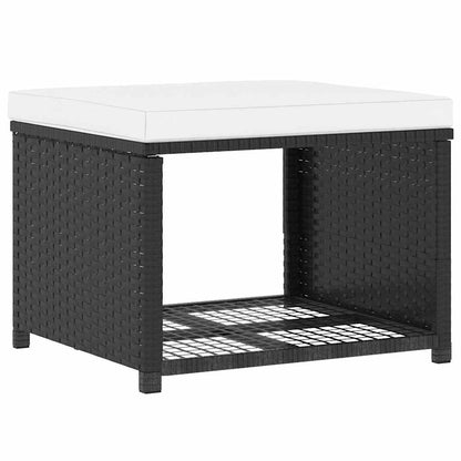 4 Piece Patio Lounge Set Poly Rattan Black
