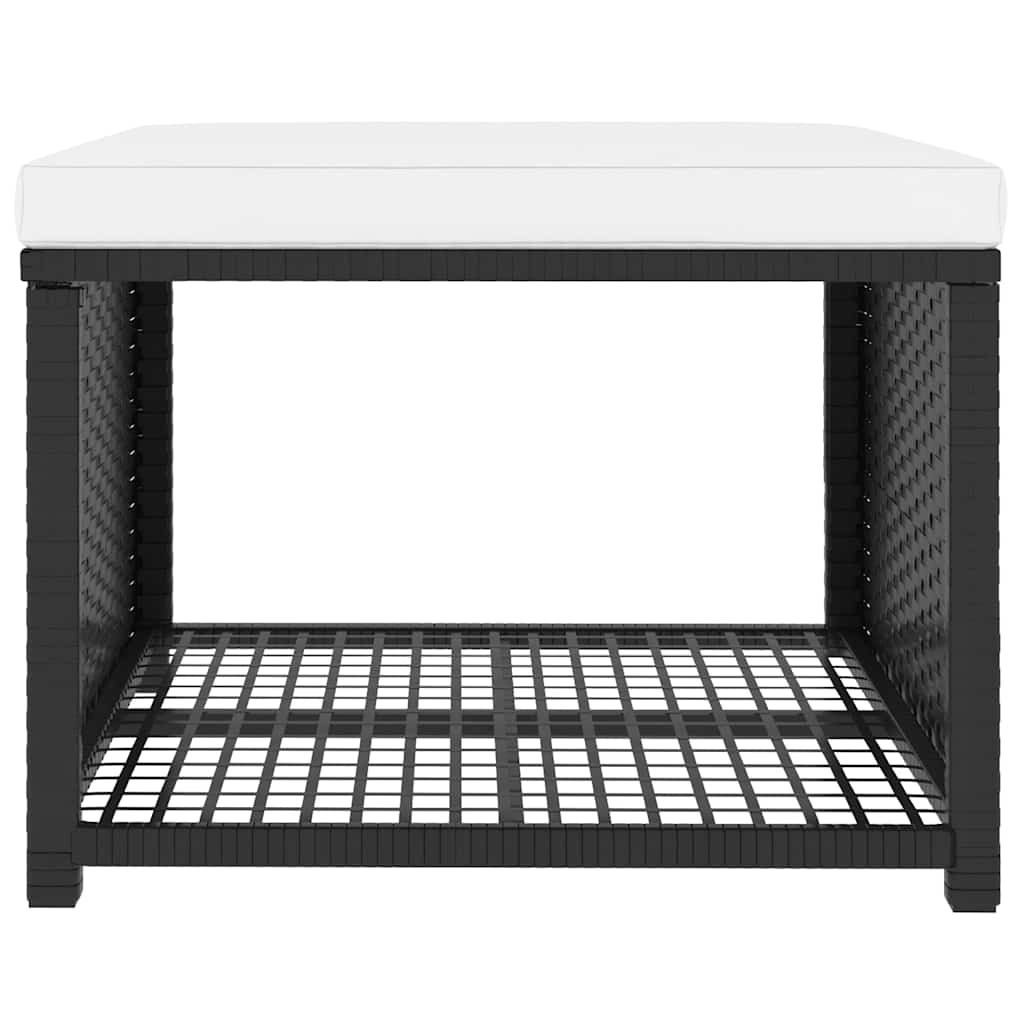 4 Piece Patio Lounge Set Poly Rattan Black