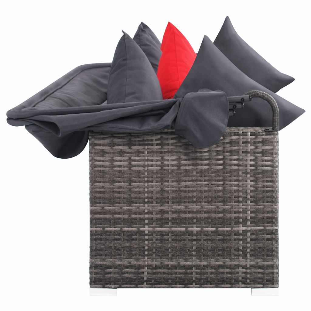 7 Piece Patio Lounge Set with Cushions Poly Rattan Gray