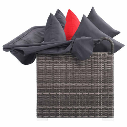 7 Piece Patio Lounge Set with Cushions Poly Rattan Gray