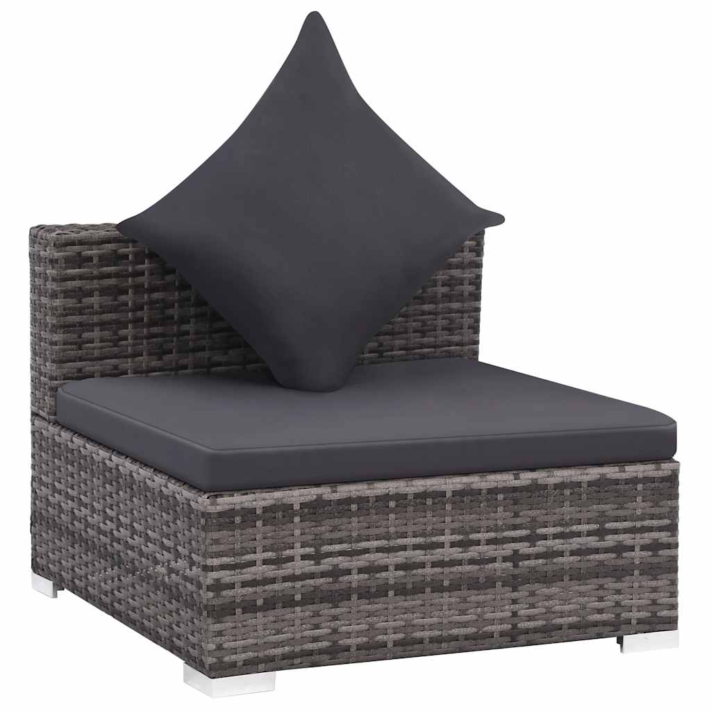 7 Piece Patio Lounge Set with Cushions Poly Rattan Gray