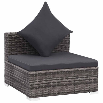 7 Piece Patio Lounge Set with Cushions Poly Rattan Gray
