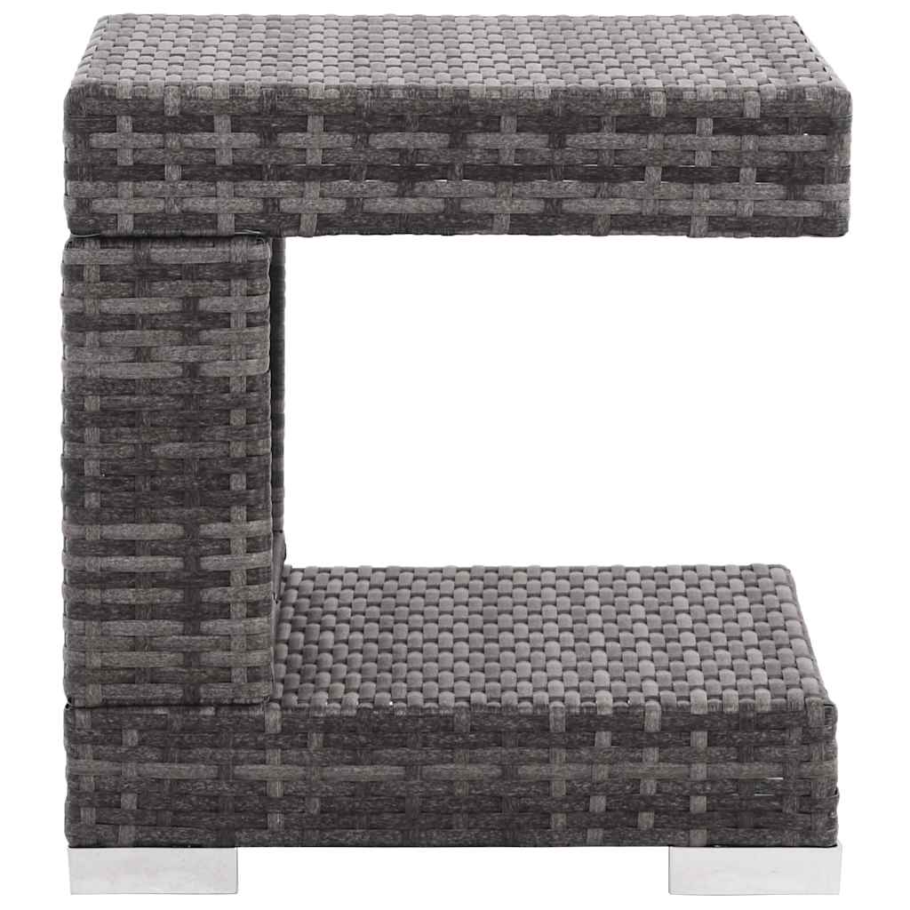 7 Piece Patio Lounge Set with Cushions Poly Rattan Gray