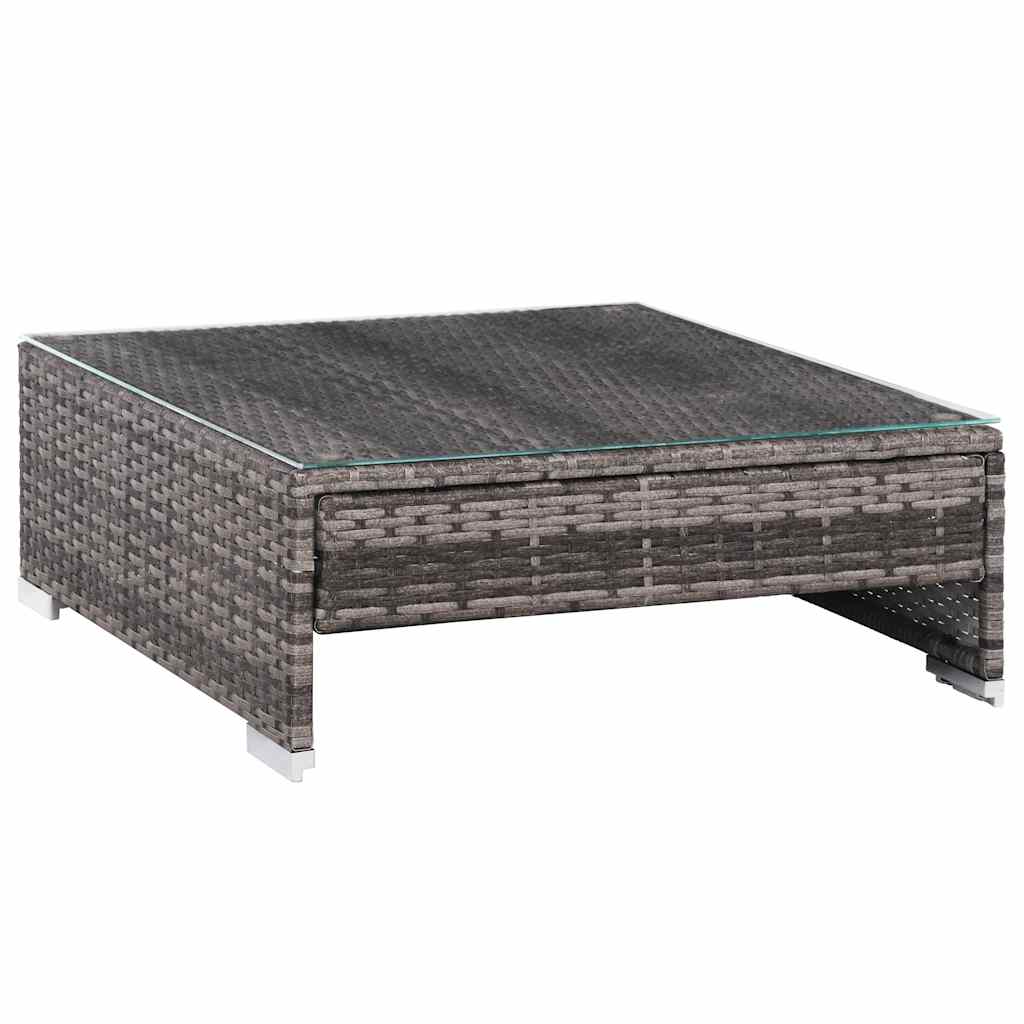 7 Piece Patio Lounge Set with Cushions Poly Rattan Gray