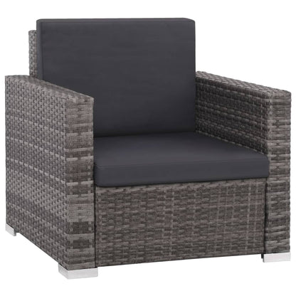12 Piece Patio Lounge Set with Cushions Poly Rattan Gray
