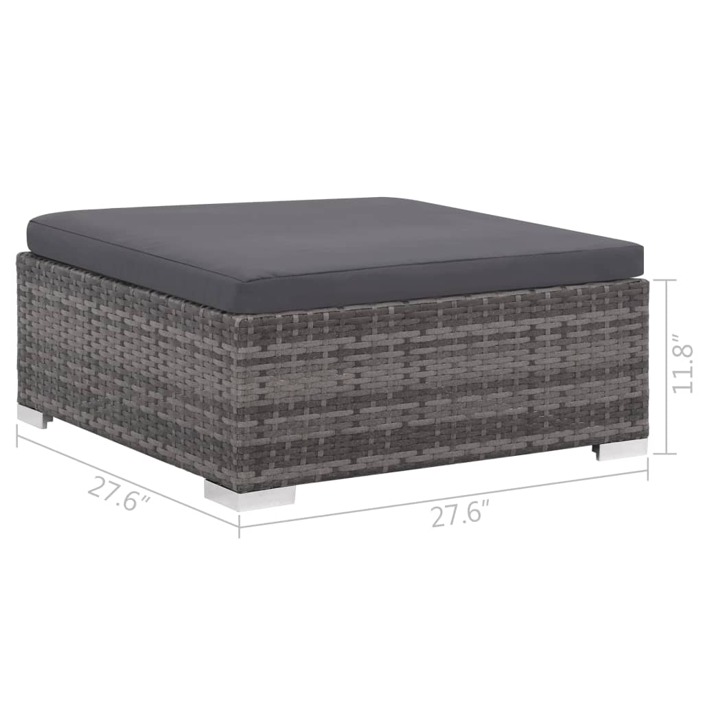 12 Piece Patio Lounge Set with Cushions Poly Rattan Gray