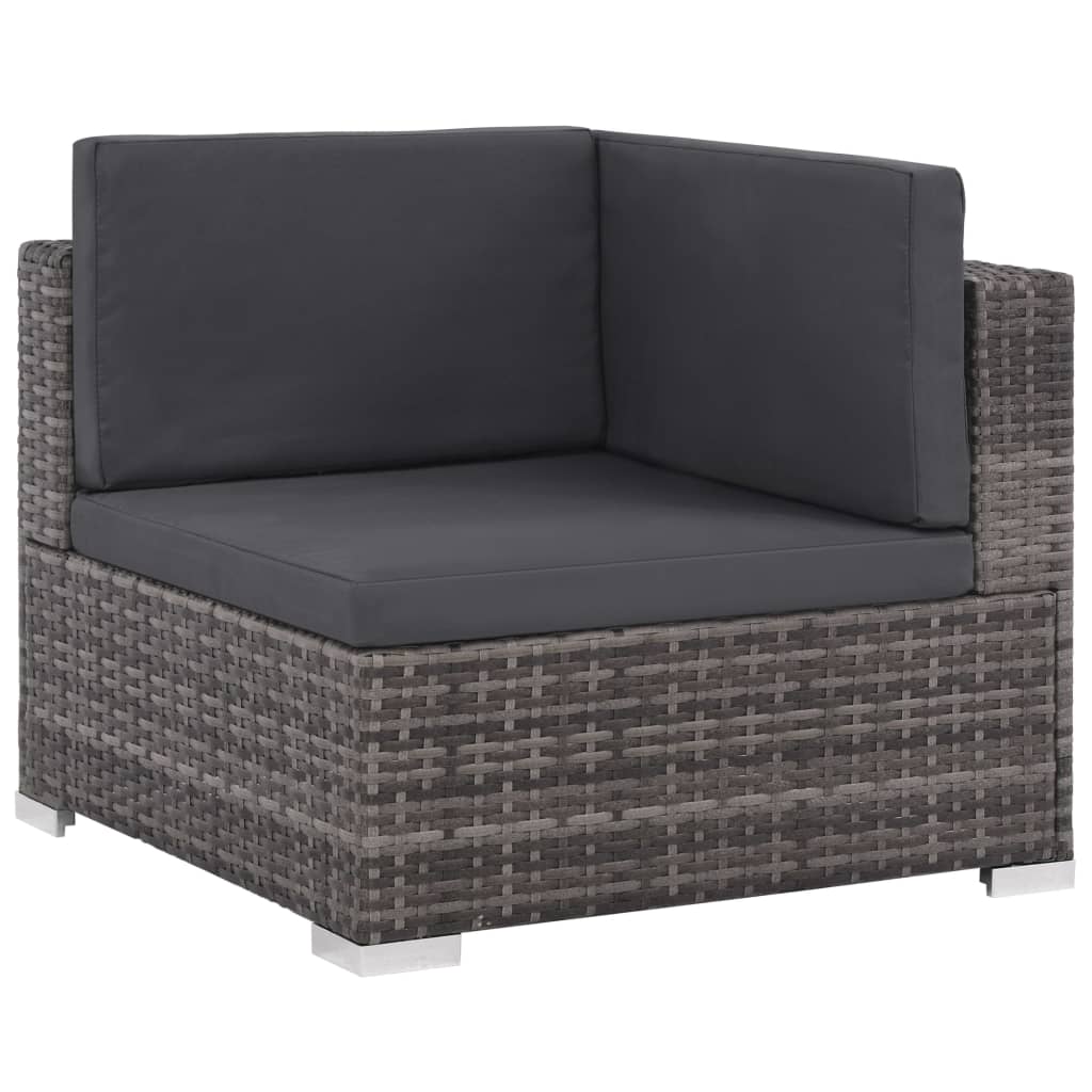 12 Piece Patio Lounge Set with Cushions Poly Rattan Gray
