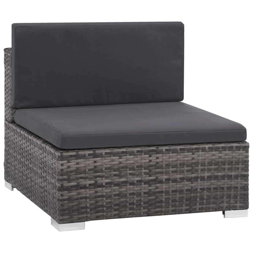 12 Piece Patio Lounge Set with Cushions Poly Rattan Gray
